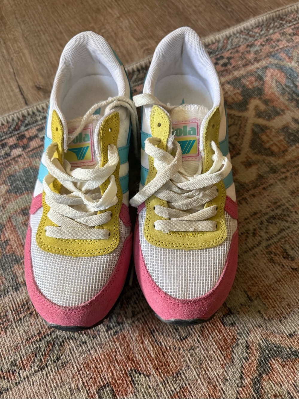 Gola Kids White, Pink, Yellow & Blue Retro Sneakers